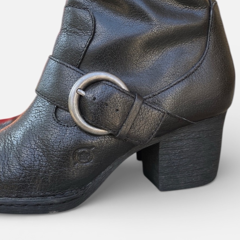 Born Shaylee Tall Leather Boot in Black w/ Buckle Accent Women’s Sz 7 1/2 - Picture 9 of 13
